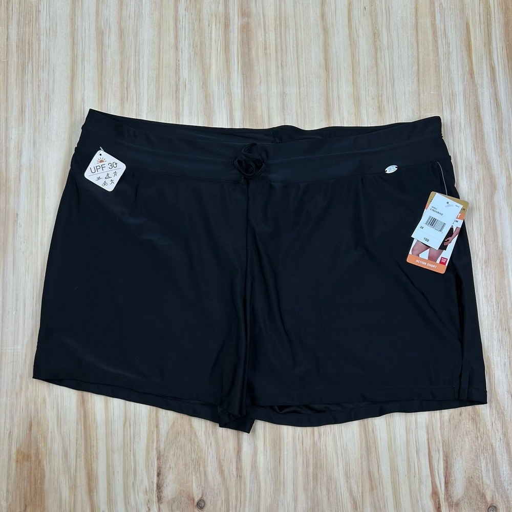 ZeroXposur 3X Plus Sun Smart Women's Black Quick Dry UPF 30+ Action‎ Swim Shorts